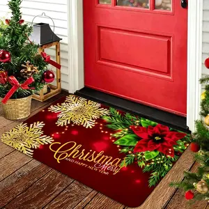 Christmas Door Mat 17x30 Inches, Non-Slip  Holiday Floor Mat with Festive Design for Indoor & Outdoor, Washable Kitchen Bathroom Entryway Mat