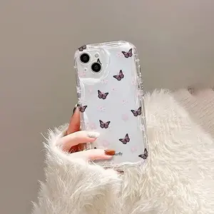 Flower Butterfly Phone Case, Transparent Shell Lens Cover, Durable Fashion Design, Fits iPhone XR/11/12/13/14/15/16 Plus/17 Pro Max/air Series