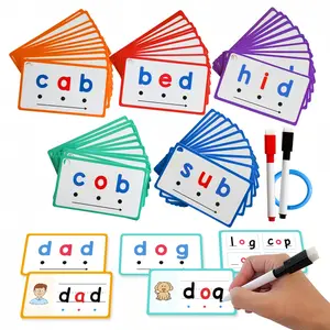 60 Sheets English Learning Dual-Sided Teaching Aids, Includes Two Pens, Reusable Erasable, Ideal for Early Education
