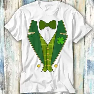 Irish Leprechaun Costume Tuxedo For St. Patrick's Day T Shirt Meme Gift Funny Top Tee Style Unisex Gamer Movie Music 843 S8I