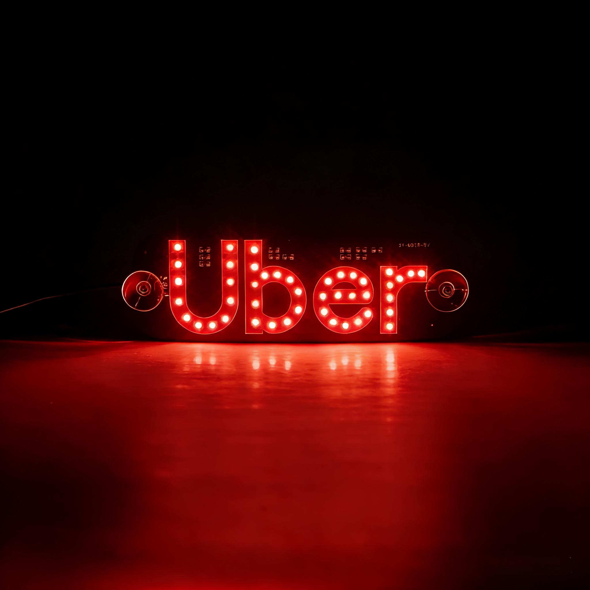 Uber LED Windshield Sign Bright Ultra-Slim USB Powered Car LED Light Sign Glowing Rideshare Indicator for Uber Drivers Dimmable Night Visible Car Accessory Must-Have for Rideshare Drivers