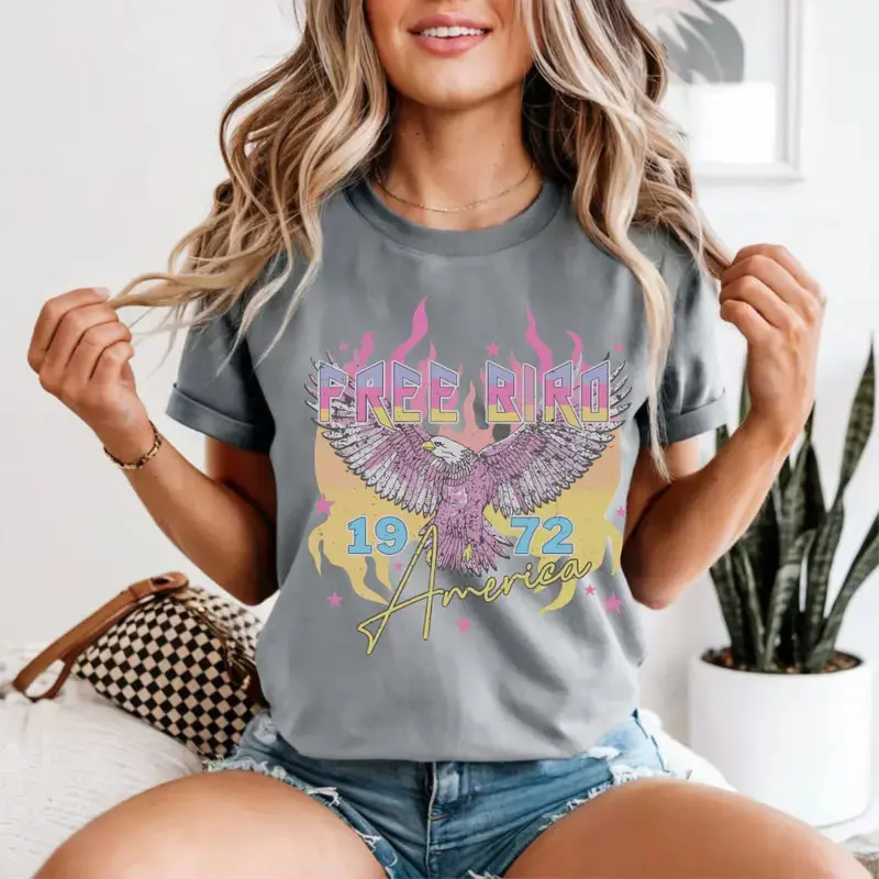 Comfort Colors Free Bird Shirt , Old School Band T-shirt, America 250th Anniversary Shirt, Patriotic USA Flag Tee, 4th of July Independence Day Gift, Retro Music Shirt, Rock Band Tee   - Philip82