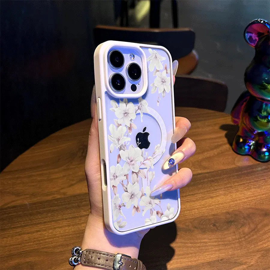Magnolia Blooms Magnetic TPU for iPhone Case: Drop-proof design for added protection |for iPhone 16/15/14/13/12/11