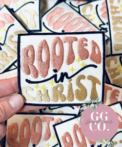 Rooted In Christ Patch, Christian Hat Patch, Embroidered Patch, Trucker Hat Patch, Iron On, Trendy Hat Patch, Jesus Patch, Patch