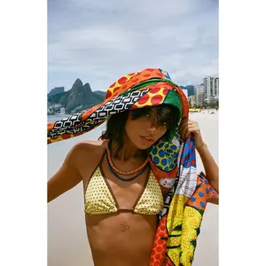 Pacsun Women's Yellow Polka Dot Piper Binded Triangle Bikini Top