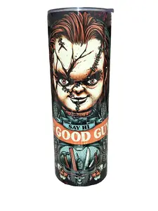 Chucky - SAY HI TO THE GOOD GUY - 20oz oz 20 oz. 20oz. - Skinny Straight Sublimation Tumbler - Amy's Tumbler Junkies - Your Favorite Tumbler Shop!