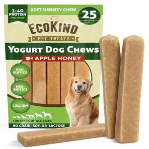 EcoKind Yogurt Dog Chews – Apple Honey | Dog Treats with Probiotics for Digestive Health, Gut Support & Wellness | Lactose Free, Grain Free, Natural Dog Treat | for All Breeds | USA Made | 25 Chews