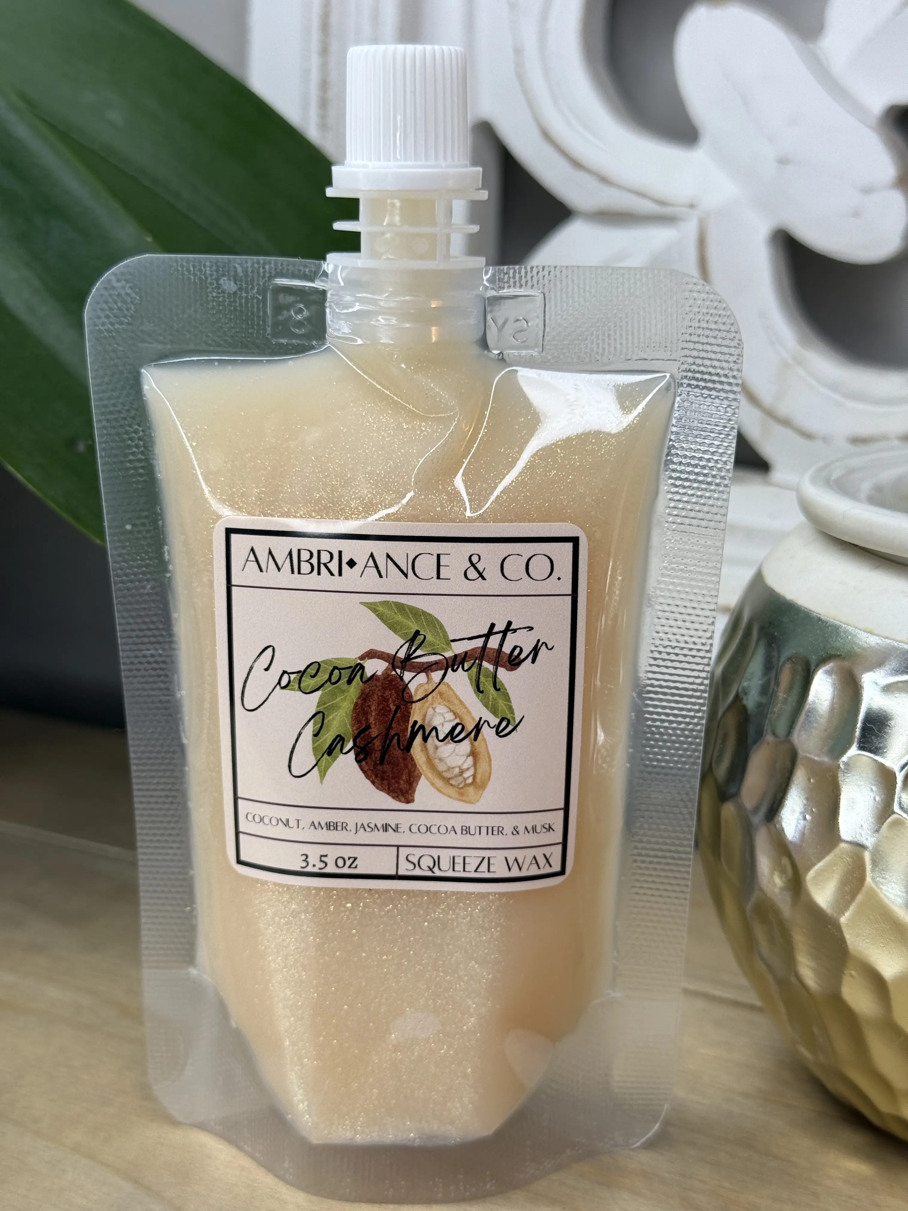 Cocoa Butter Cashmere Scented Squeeze Wax 3.5oz Pouch. Ambri-ance & Co Product