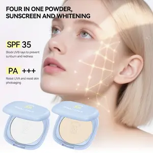 Whitening Sunscreen Transparent Pressed Powder, Sace Makeup Base and Foundation, Spf35 Pa+++, Long-Lasting, Suitable for Oily Skin