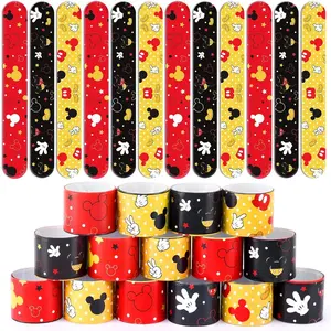 24 Pack Slap Wristband Birthday Party Supplies Cartoon Theme Bracelets Goodie Bag Fillers for Birthday & Theme Parties