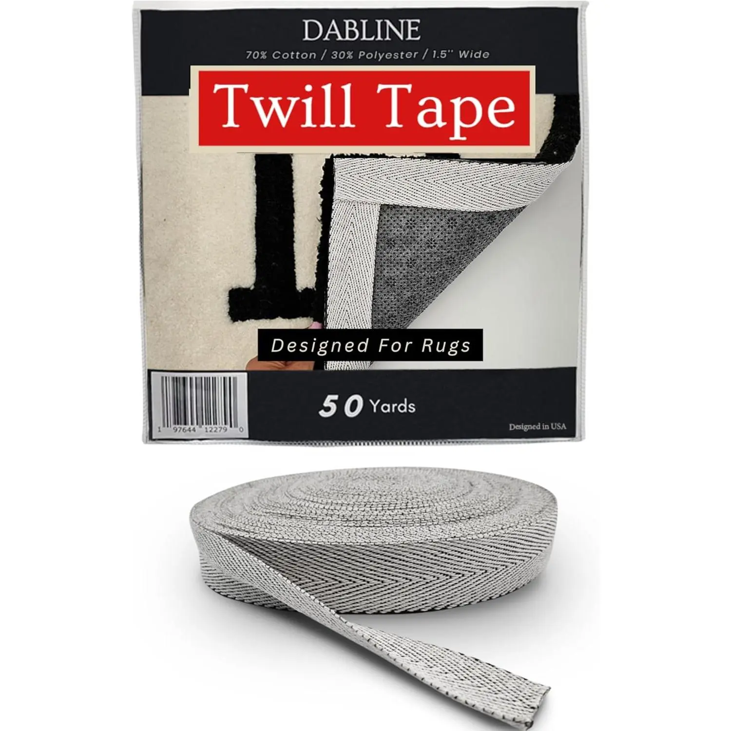 50 Yards Twill Tape for Rug Tufting - 1.5" Wide