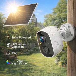5MP Solar WiFi Security Camera 360 camera Outdoor Wireless Battery Powered PIR Motion Detection Two-Way Audio Cloud Storage ICSee App Control Weatherproof Bullet Design camara panel wifi camera Cctv mini camera
