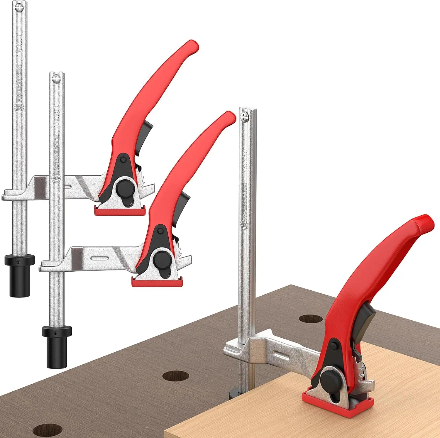 Housolution Heavy-Duty Metal Bench Dog Clamp (2-Pack) - 3/4" Fit Hardware, 6-5/16" Clamp Span, Adjustable MFT Table Quick-Release Hold-Down Clip, Woodworking Accessory for Woodworkers, Routing/Sanding