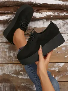 Women's Fashionable Lace Up Platform Sneakers, Casual Comfortable Round Toe Sneakers for Daily Wear, Female All-match Shoes for Daily Wear, Walking Shoes