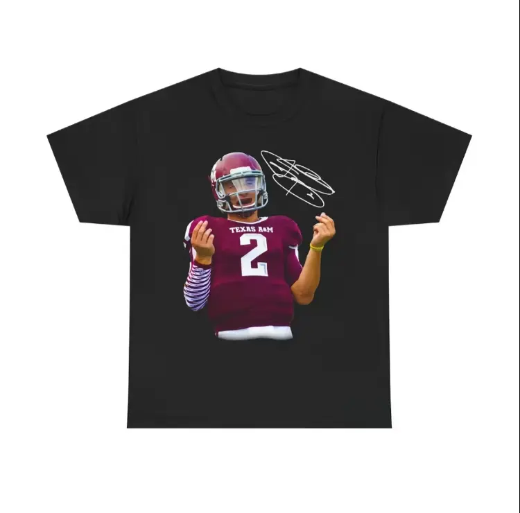 Men's Short-Sleeve Oversized 2026 Johnny Manziel Money Football Tee, Texas A&M Heisman Trophy Retro Distressed Cotton Collector Apparel, Unisex Breathable Casual Streetwear Fashion Top