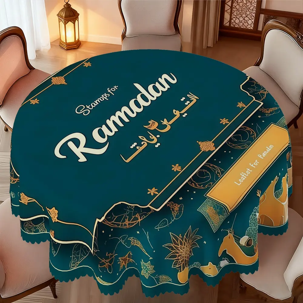 Elegant Ramadan Tablecloth, High-Quality Fabric, Perfect for Iftar Parties and Celebrations, Stylish Ramadan Decoration, Picnic Table Cover