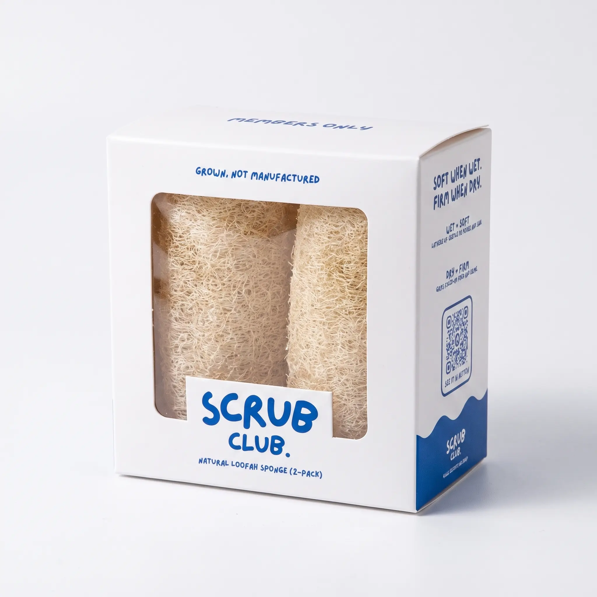Natural Loofah Sponges 2 Pack, Scrub Club 100% Plant Fiber Dish Sponge and Body Scrubber, Non Scratch Compostable Unbleached Luffa Pads for Kitchen, Bath and Shower