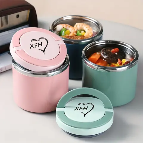Colorful Stainless Steel Heat & Cold Insulated Bento Box Lunch Box with Handle - Leakproof, Stackable, 1-2H Food Retention, Portable, Modern - Back to School, Office Use - Anti-Leak Lunch Containers (Pink/Blue/Greenish-Blue), Anti-Leak Lunch Boxes