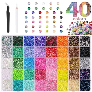40Colors with  Jelly Rhinestones for Bedazzling 3mm Multicolor Resin Flatback Gems,Bedazzling Kit with 3Pcs for Clothing Shoes Nail Book Diamond Art painting