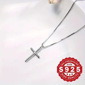 Sterling Silver 925 Cross Pendant – 18” Elegant Box Chain, Meaningful Gift