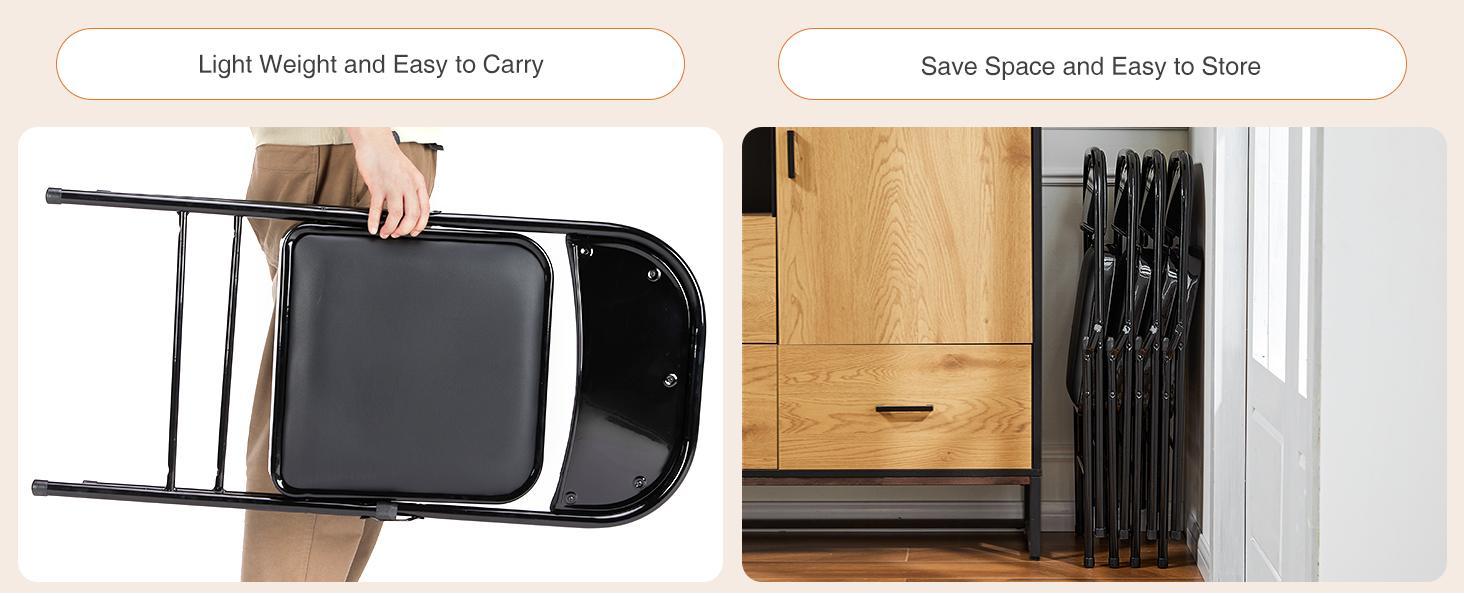 【Value Pack】Folding versatile seating with Leather Padding - Sturdy Metal Frame, Foldable and Easy to Store for Indoor and Outdoor Use at Office