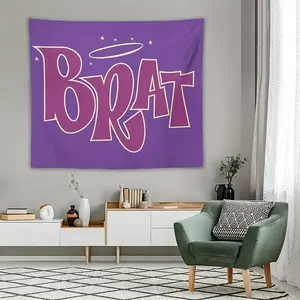 Brat Tapestry Wall Hanging Purple & Golden Starry Night Design, Horizontal Indoor Decor for Bedroom, Dorm, Living Room - No Electricity Needed-Large Polyester Fiber Interior Wall Decoration Bedroom, No Power Required, Enhancing The Magical Atmospher