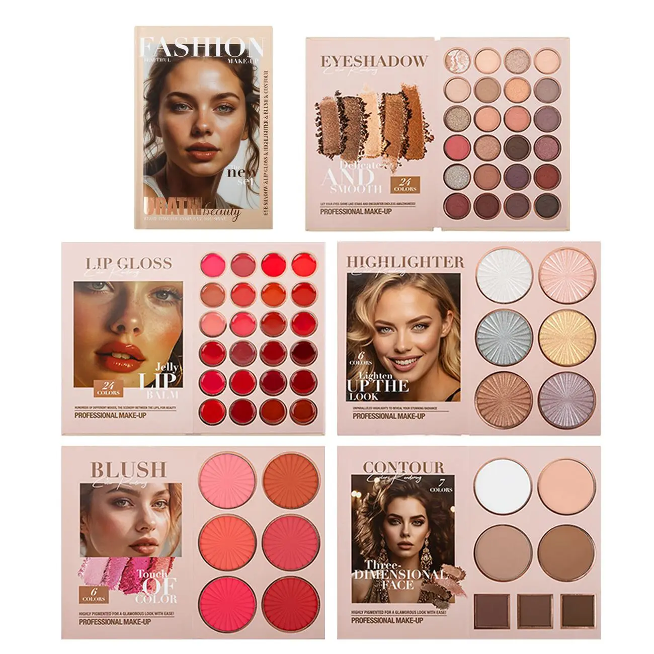 5-Layer 67-Color All-In-One Makeup Book Palette | Eyeshadow Blush Lipstick Contour Highlighter | Long-Lasting Waterproof Travel-Friendly Cruelty-Free Cosmetics
