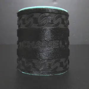 Pre-owned CHANEL Calfskin Small Leather Goods Harako Leather Wide Bangle Bracelet