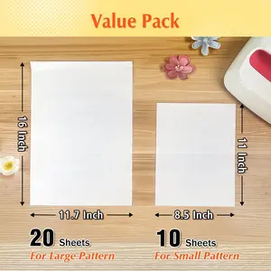 30 Pack PTFE Teflon Paper 16×11.7" 20 Sheets and Teflon Paper 8.5×11" 10 Sheets Mix Pack for Heat Press Heat Resistant Craft Mat,Sublimation Paper and Heat Transfer Paper Reusable