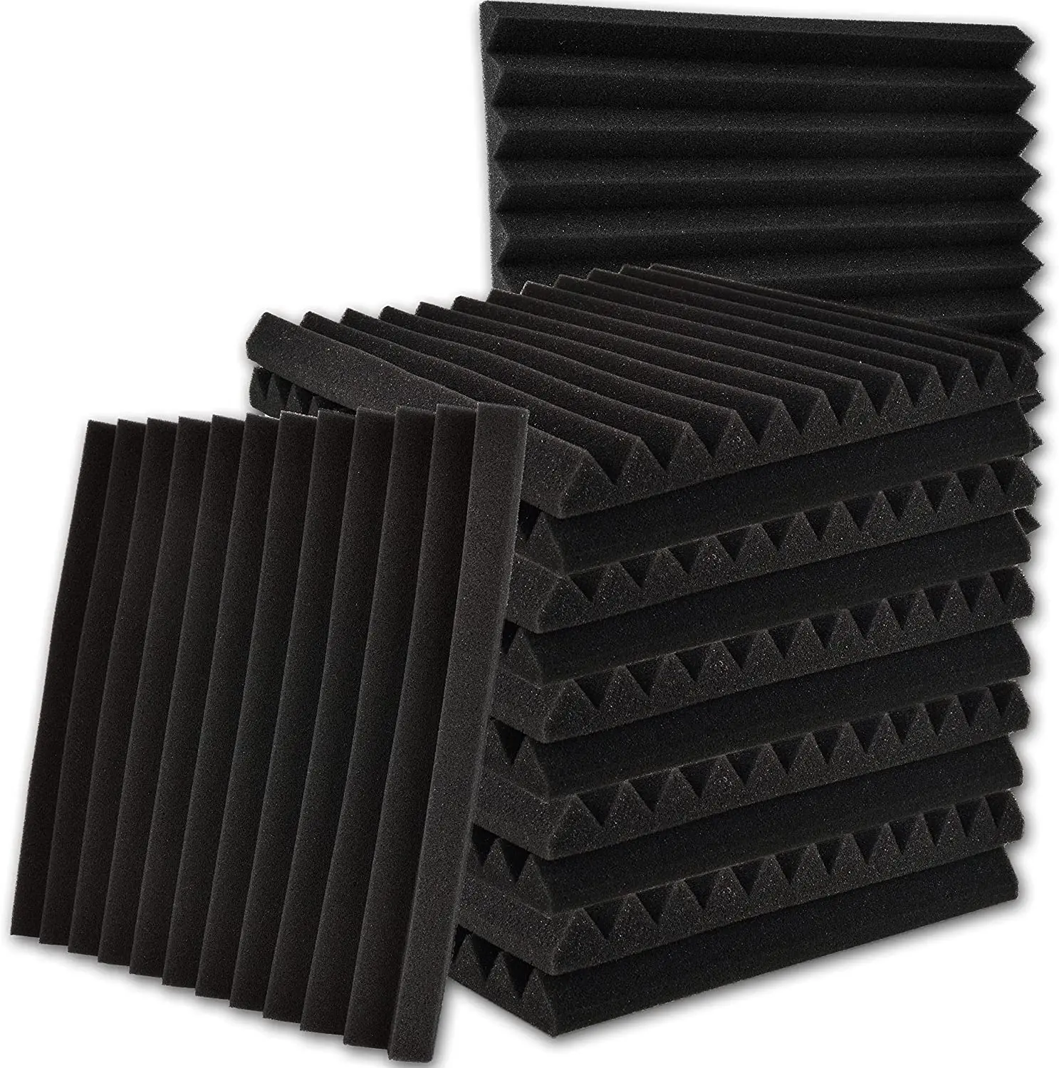12 x 12 x 1 Inches Acoustic Foam Panels, Sound Proof Foam Panels , High Density and Fire Resistant Acoustic Panels, Sound Panels, Studio Foam for Wall and Ceiling - Black
