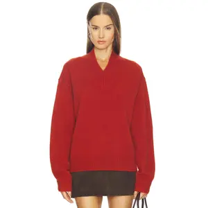SRG Doris Cashmere V-neck Sweater in Rust