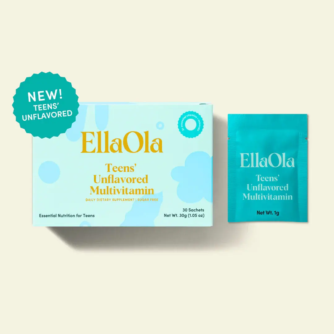 EllaOla Teens' Essential Unflavored Multivitamin (12+ Years Old) - 21 Vitamins & Minerals - 15 Organic Fruits & Veggies - Bone & Brain Support - Zero Sugar - Allergen-Free - Doctor-Developed - Ages 12+