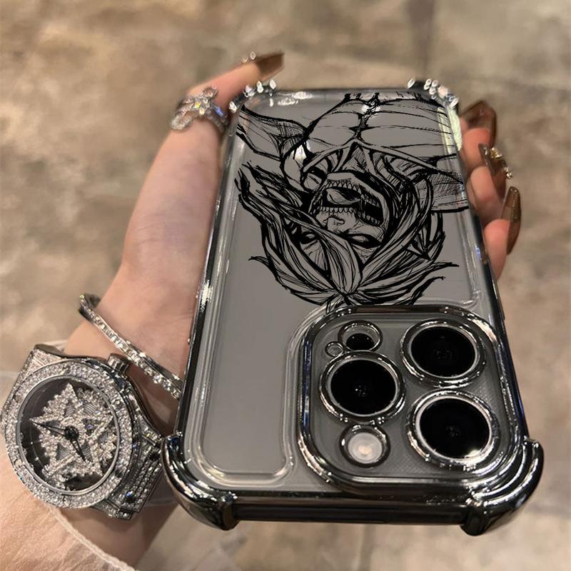 Hot-blooded anime Attack on Titan Plating Phone Case For iPhone 17 17Air  16 15 14 13 12 11 Pro Max X XSMax Plus Anti-Fall
