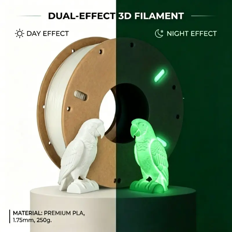 1.75mm Glow-In-Dark Pla Filament, Quick Color Change, Random Colors, Gradual Transition, 3D Printer Material, 250g Spool, 5-10m Per Sheet