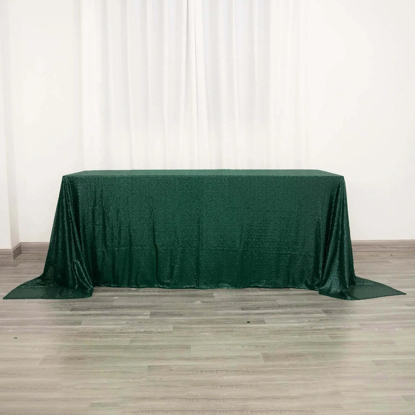 Sequin Rectangle Tablecloth, 90"x132" Hunter Emerald Green - Seamless Glittering Cover for Birthday Party Supplies, Wedding Decor, Hollywood Glam Event Decor, Decor For Weddings