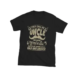They Call Me Uncle Because Partner T-Shirt, Black, Crew Neck Menswear Top Underwear Streetwear Tshirt Round Neck Tropical Crewneck