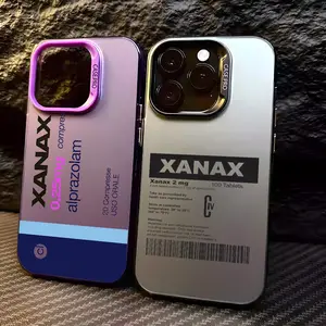X-XANAX Chill Pill Cool Phone Case For IPhone 16 15 14 13 12 11 Pro Max Black Matte Multicolor Laser Metallic Aurora Funda