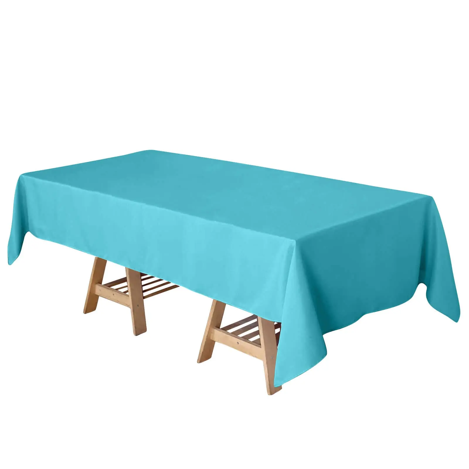 Polyester Rectangle Tablecloth, 60"x102" Turquoise - Rugged, Portable Outdoor Tablecloth for Picnic Dining Table, Outdoor Patio