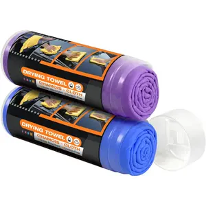 Shammy Towel for , Super Absorbent 2 Pack 26""x17""  Drying Towel,  Soft  Wash Cloth, Chamois Cloth for , Dust Remove, No Scratch/Spot/Streak, Blue & Purple