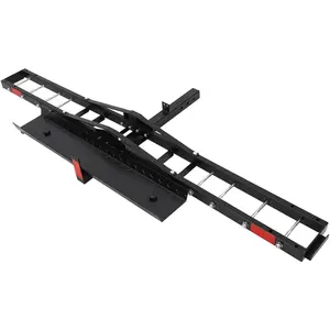 Heavy-Duty Motorcycle Hitch Carrier with 47" Extra-Long Ramp – 600lbs Capacity, Fits 2" Receiver for Truck/SUV/Car/Trailer, Secure Aluminum Dirt Bike & Scooter Rack, Stabilizer, Black Iron