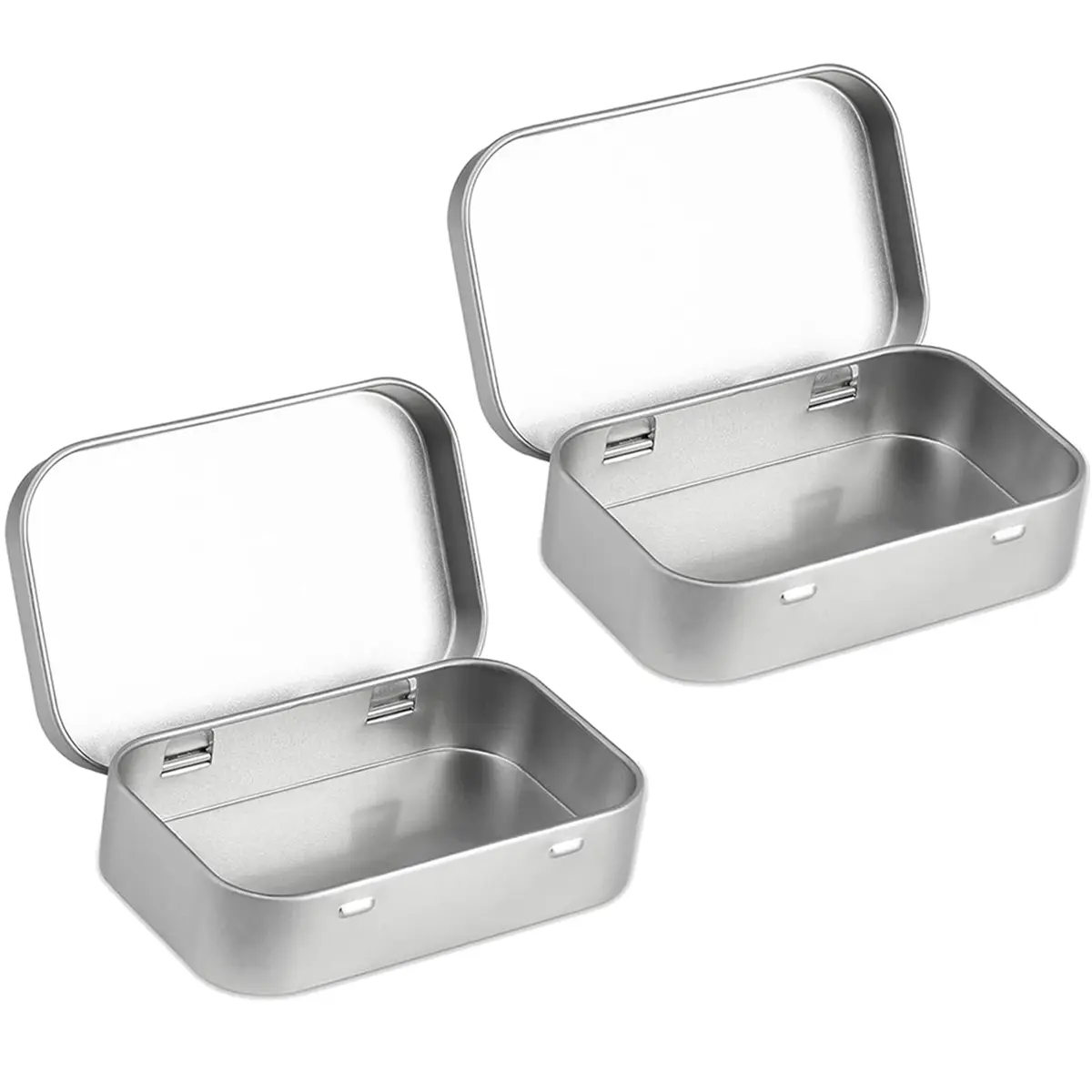 2 PCS Smooth Rectangle Silver Metal Storage Containers with Lids - Small Organizer Jars for Sports Outdoor Hat Storage & Home Kitchen Organization, Ideal Gift Option