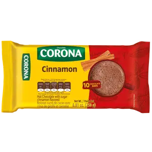 Chocolate Corona – 8.81 oz (250g) – Cinnamon Colombian Sweet Hot Chocolate Bar – 10 Bars