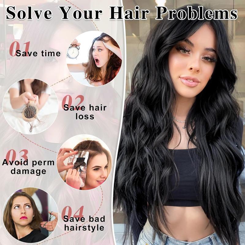 Fxmongyi Clip-in Hair Extensions 24/20 inch Synthetic Long Wavy 4PCS Thick Hairpieces Double Weft Natural Hair Extensions for Women