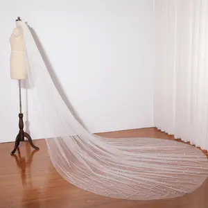 Gorgeous scattered pearl wedding veil, Pearl bridal veil Cathedral, Chapel bridal veil with comb, Romantic pearl veil, Elegant fairy wedding veil, Long tulle veil, Handmade ivory veil