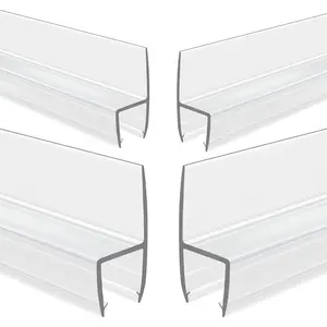 4-Pack Frameless Shower Door Side Seal Strip Shower Door Bottom Seal Shower Door Sweep for 3/8 Inch Thick Glass, Vertical H-Type Glass Door Seal Stop Leaks. (4-Pack x 45" Length)