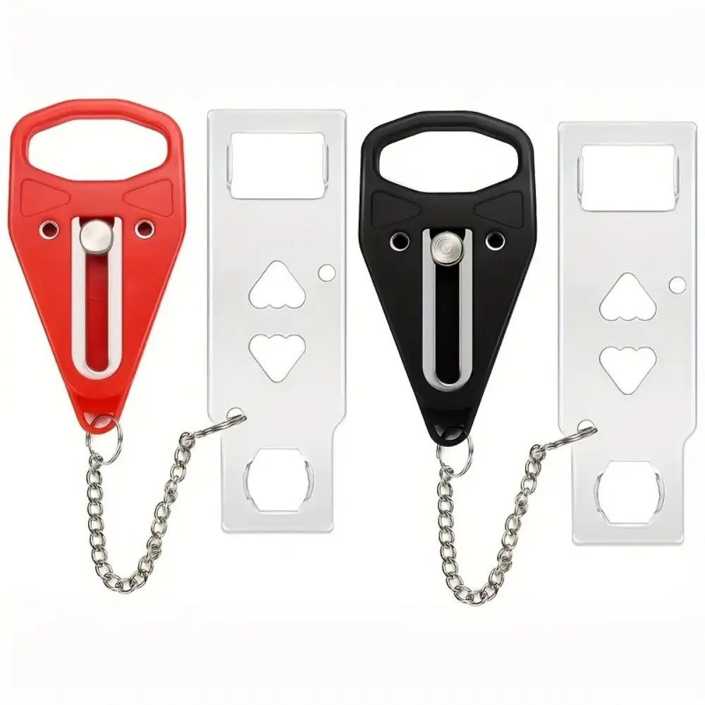 Portable Door Lock with Key Ring, No Assembly Needed, Durable Plastic Safety Latch, Ideal for Home, Travel, Hotel, Apartment Security