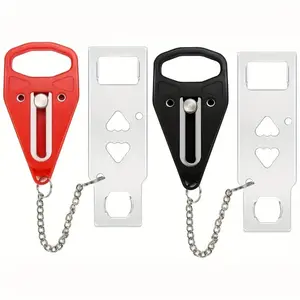 Portable Door Lock with Key Ring, No Assembly Needed, Durable Plastic Safety Latch, Ideal for Home, Travel, Hotel, Apartment Security