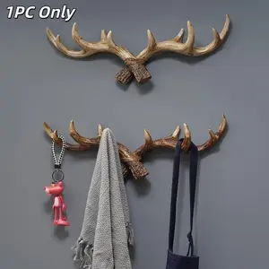 Deer Antler Christmas Wall Hook, Home Organizer Hook, Storage Hooks, 1 Count Rustic Wall Mounted Hanger for Clothes, Towels, Scarves, Antler Decor for Home Living Room Bedroom