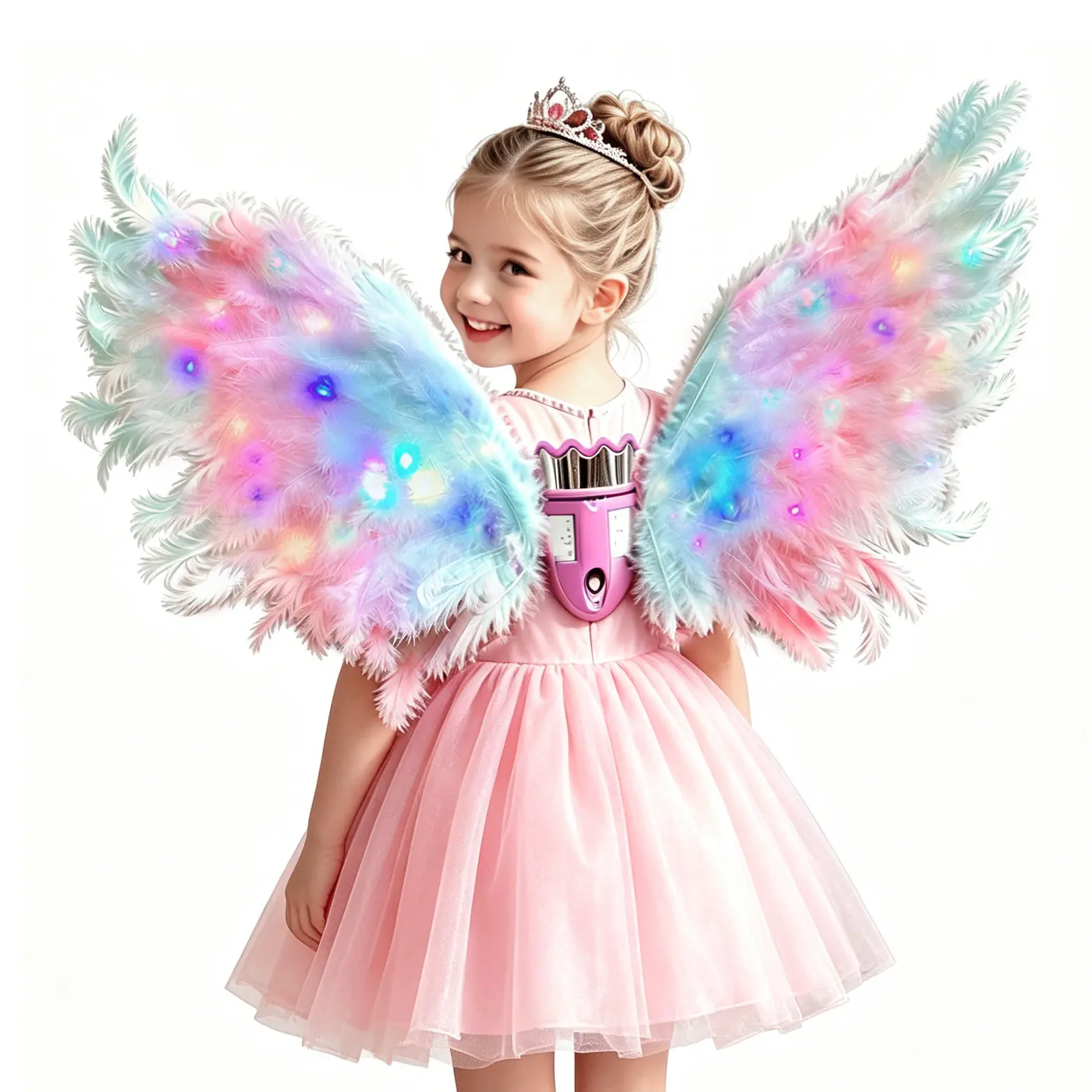 Electric Light-Up Feather Angel Wings with 5 Modes Pretend Play Dress-Up Costume girl Toys for Kids Ages 3-16 Perfect for Halloween, Christmas, Birthday Gifts & Barbie-themed Photoshoots