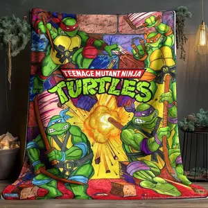 Vintage Ninja Turtle Flannel Blanket, Soft and Warm, Breathable, Perfect for Kids, Couch, Office Nap, Camping, Travel